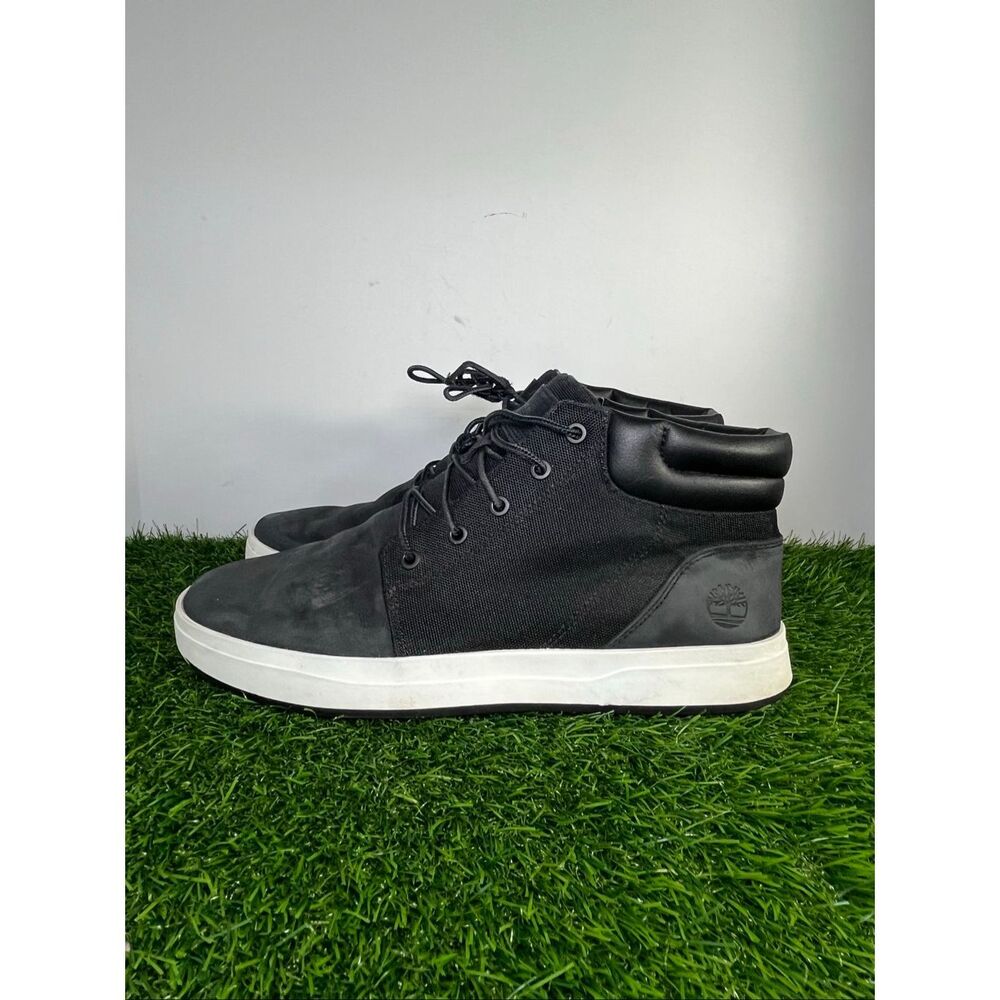 Timberland Men’s Davis Square Chukka Boots Black Nubuck Canvas Sneakers Size 10